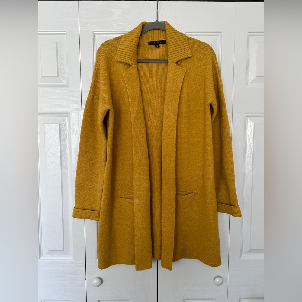 Mustard Yellow Open Front Trench Cardigan
